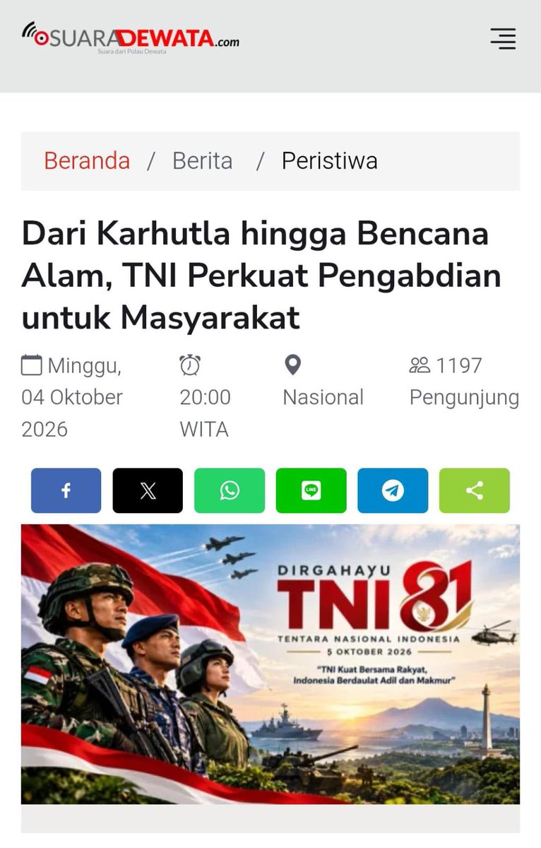 fadlanfadilli's tweet photo. Kekuatan hakiki negeri ini terdapat pada persatuan dan kebersamaan segenap unsur. TNI sangat menyadari akan hal itu.  Bersatu Bersama Rakyat https://t.co/qvo3zKgKPh