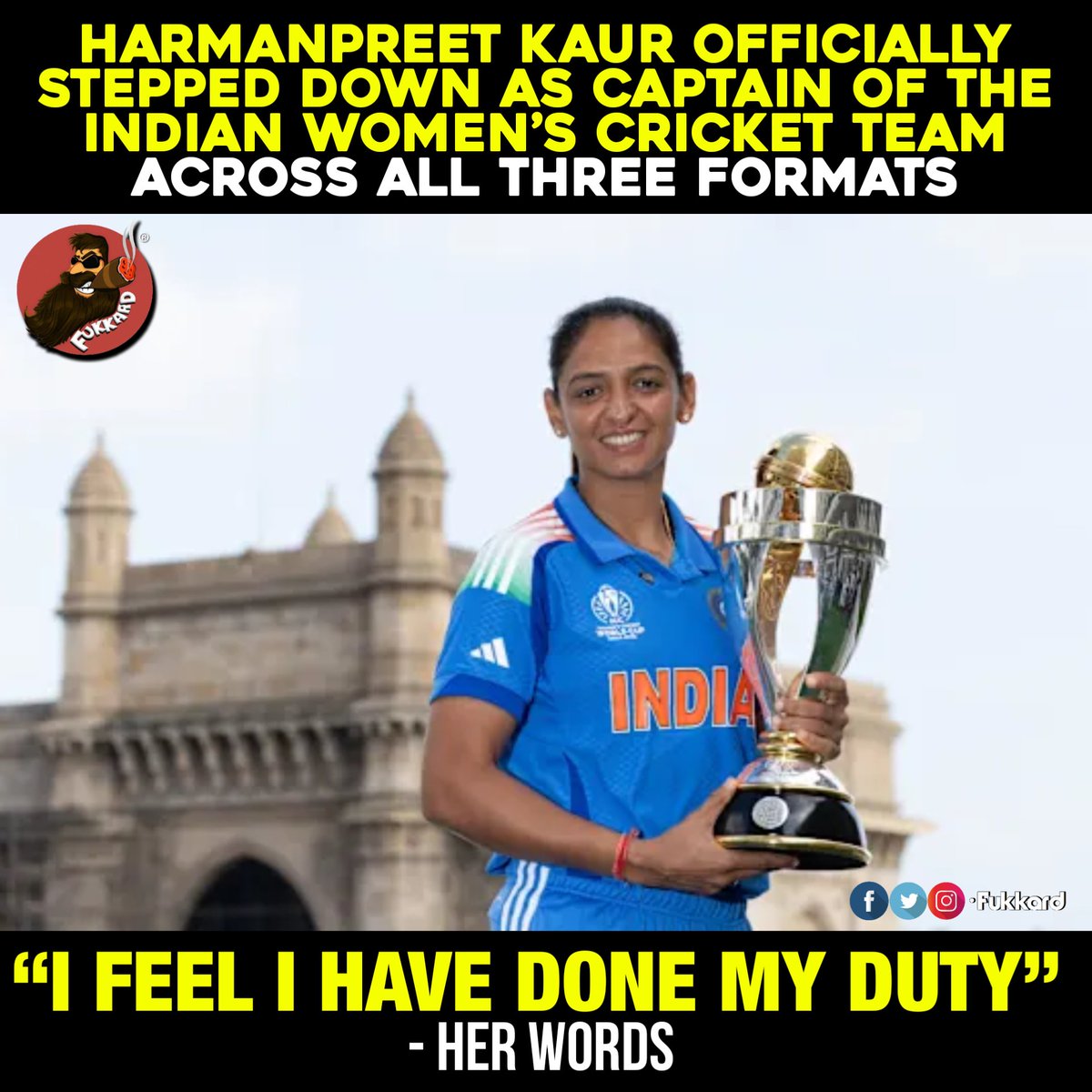 Fukkard's tweet photo. #HarmanPreetKaur Officially Stepped Down as Captain of Indian Women's Cricket Team In All the three Formats. https://t.co/Q4hDvuutqe