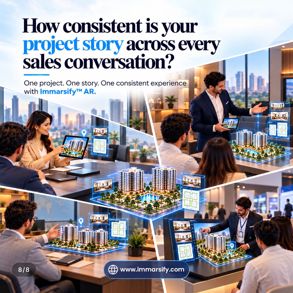 ipangram's tweet photo. ⚠️ One project. How many versions of the story?

Different salespeople. Different channel partners. Different messages.

Immarsify™ AR brings one consistent project experience to every sales conversation.

#RealEstate #PropertyDevelopment https://t.co/wsm1ABahPu