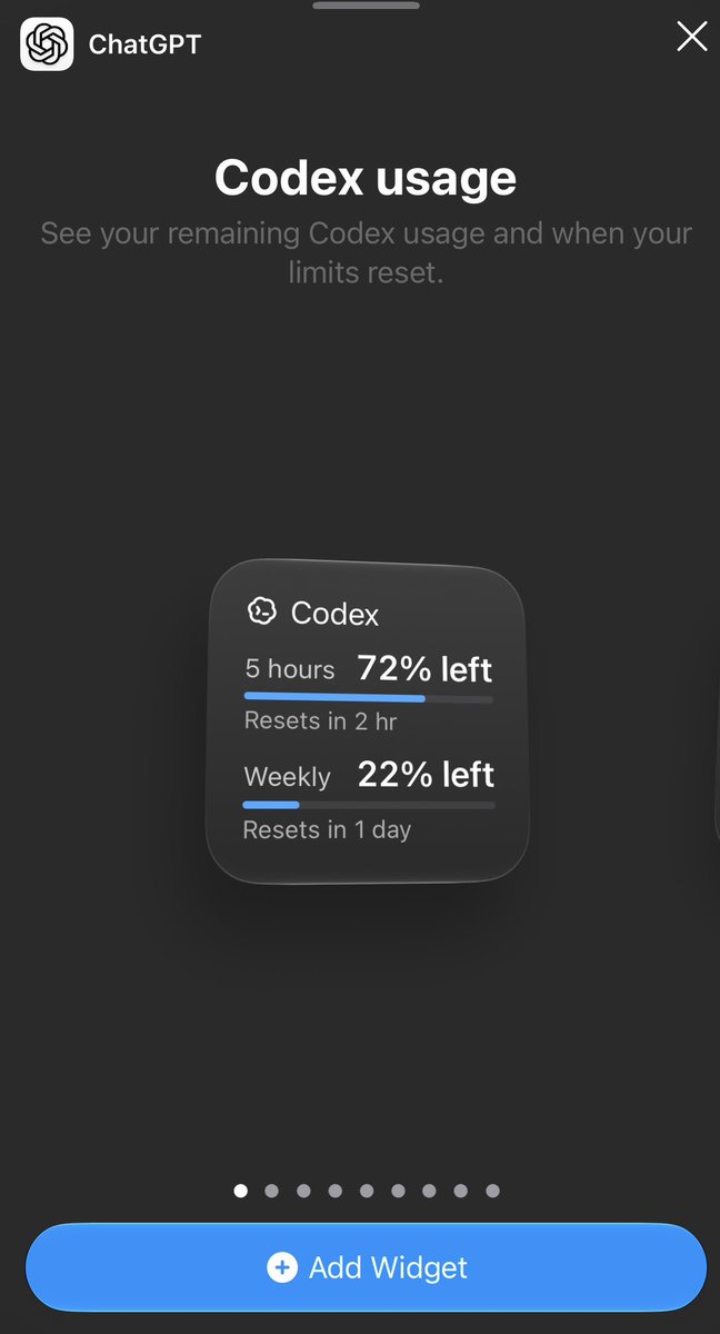 RTANG1220's tweet photo. You can have your limits right on your lock screen! Latest ChatGPT iOS update required. 👀 https://t.co/m02W7Atm3t