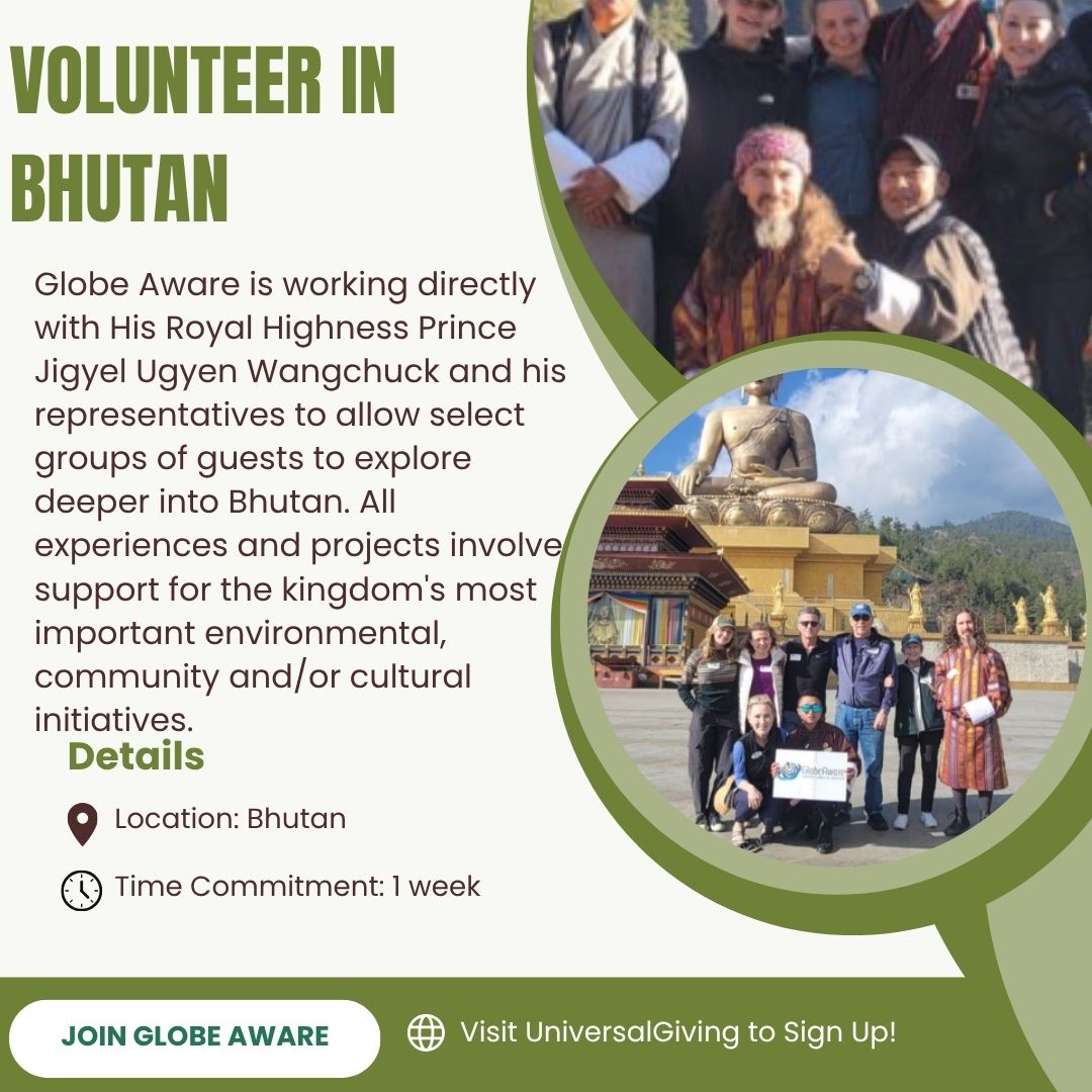 UniversalGiving's tweet photo. Volunteer in Bhutan and experience meaningful travel while supporting environmental, community, and cultural initiatives. 📷📷 #VolunteerAbroad #Bhutan #GlobalImpact #UniversalGiving https://t.co/7KfGZHUWGt