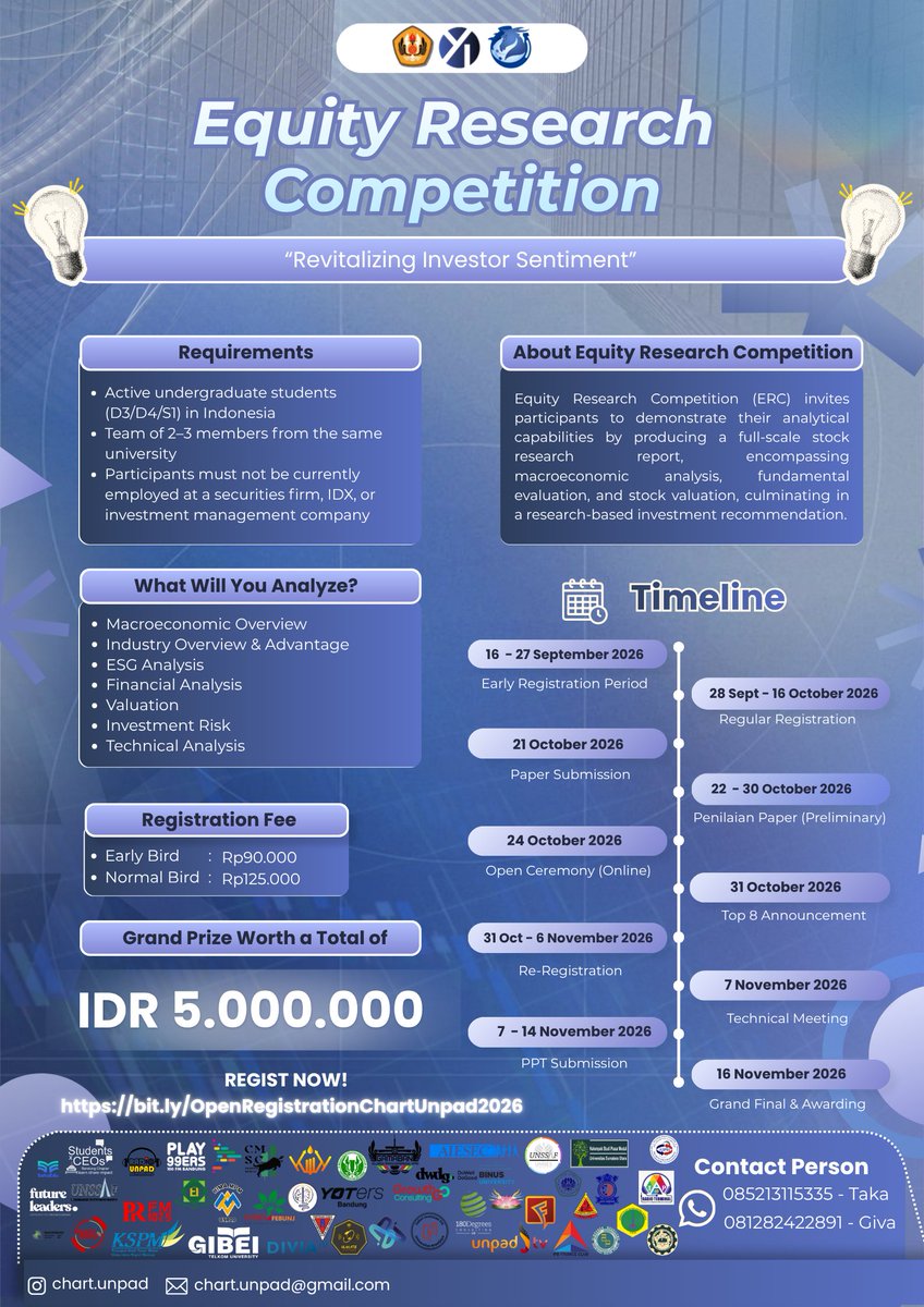 himamankom's tweet photo. See you on the timeline, everyone!
LET’S MAKE CHART UNPAD 2026 A JOURNEY TO REMEMBER! 🚀💙

#CHARTUnpad2026 #EquityResearchCompetition #OpenRegistration #CapitalMarket #EquityResearch https://t.co/Lp6Xgs235A