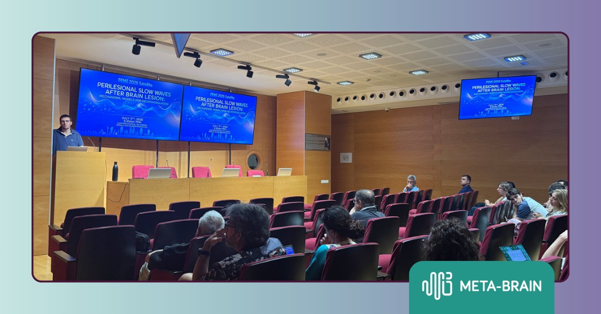 MetaBrain_EU's tweet photo. 🧠 #METABRAIN_EU research took the spotlight in Barcelona!

🔬 Contributions from @idibaps, @ETH_en, @IeiitC and @NeuroGeneticsCy showcased advances in #BrainStimulation, #Nanotechnologies &amp; #Neuromodulation at a #FENS2026 Satellite Event.

🔗 Read more: https://t.co/Ulxyg8lIqp https://t.co/FE81Y4MfhY