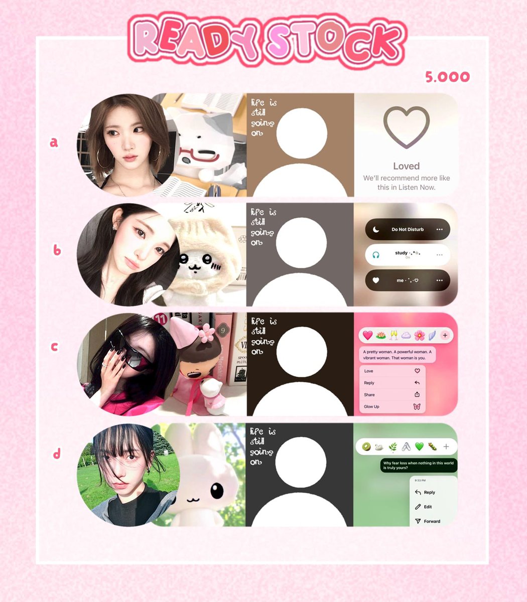 gieurly's tweet photo. 💌 — help repost ya, thankies!

hi sweeties ‼️🩷 aku punya layout ready stock ciwi ciwi cantik nih ^__^ beli minimal 3 jadi cuma 4k ajaa ☝🏻 available buat sponsor atau GA yaa, yuk jemput 🎀⭐️🍥🫰🏻

#bealanja https://t.co/Zg9EIriMLf