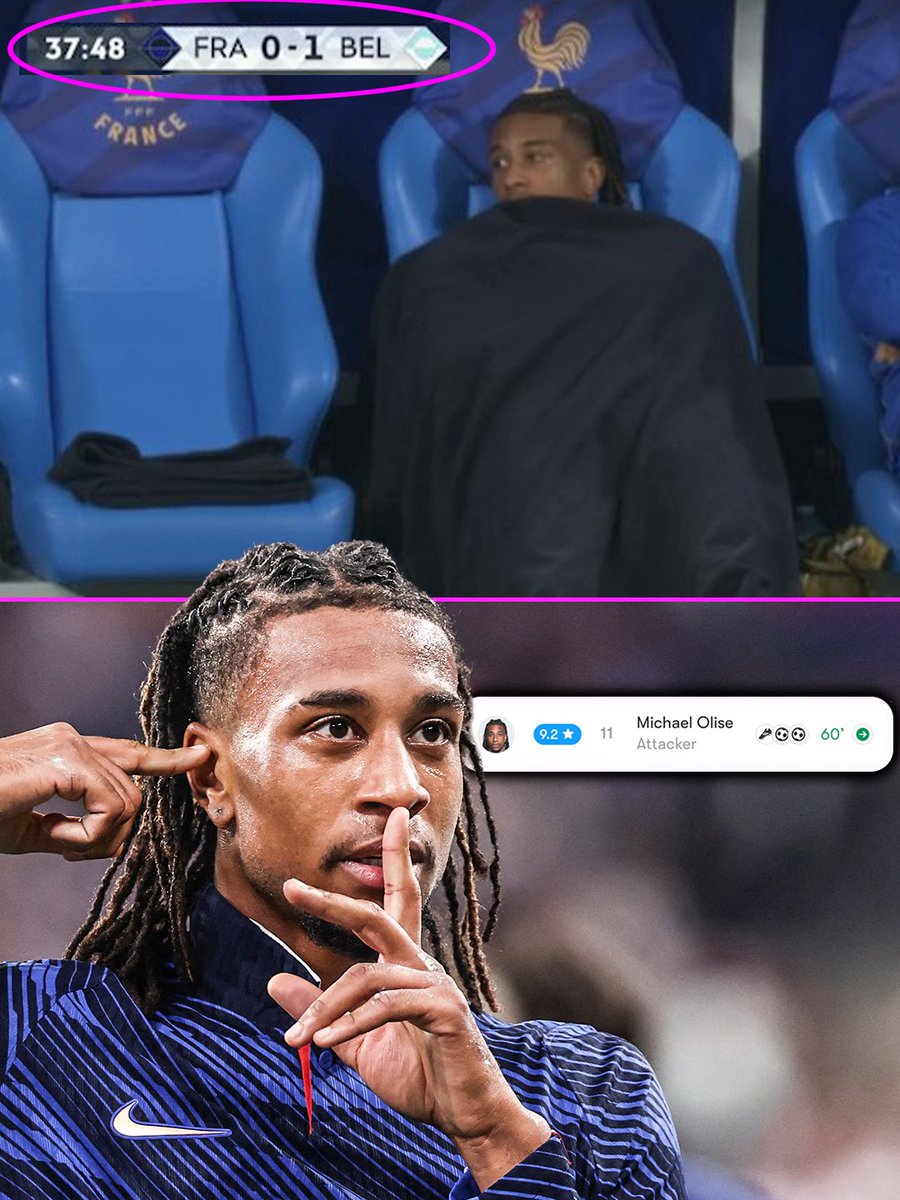 footballontnt's tweet photo. Michael Olise spent the first half watching France lose against Belgium while tucked under a blanket...

Then came on in the second half and scored a brace 🥶 https://t.co/WAA2WZmlpj