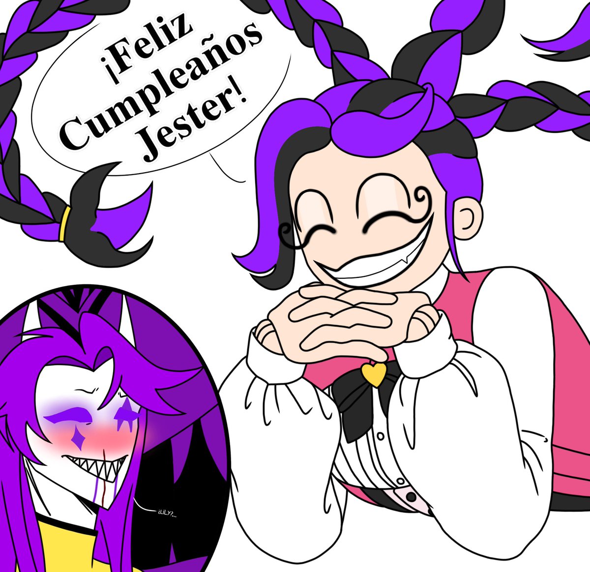 Escarllet4000's tweet photo. Se Que El Cumpleaños De Jester Paso Y No Tuve Tiempo, Pero Aquí Hice Uno + JesterBraids 
#tfc #TheFreakCircus #PoppyPlaytime #ppt #JesterBraids #JesterTFC #LilyLovebraidsPPT #JesterXLilyLovebraids #Shipps #Multishippers #DibujoMio #HapyBirthdayJester https://t.co/jfvnbDOqM3