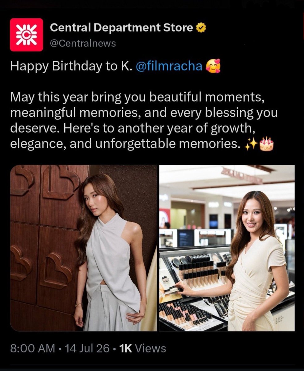 fimnyelo's tweet photo. It’s so heartwarming to see how Central takes such amazing care of her 🥹❤️‍🩹

#CentralDepartmentStore #CentralAnniversary2026
#Filmracha #Filmrachanun 
 https://t.co/g3gW4pzJk2 https://t.co/YBlbX7RE2D