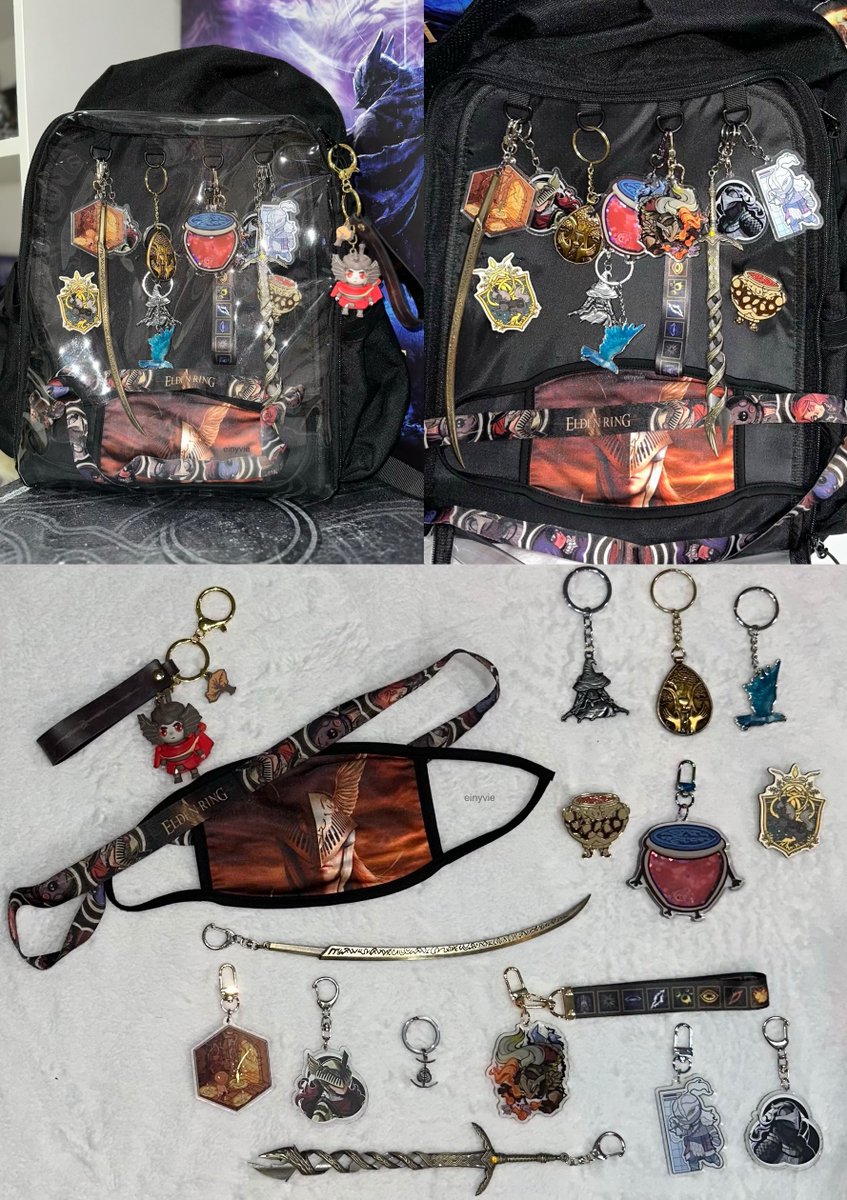 einyvie's tweet photo. my elden ring bags &amp; charms https://t.co/6mpO1ItBna