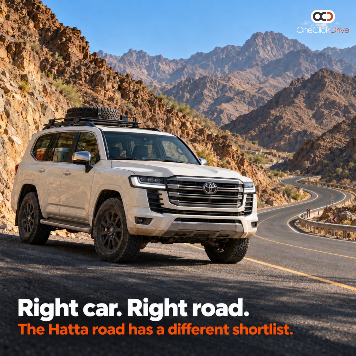 OneClickDrive's tweet photo. Hot take: the best car for a Hatta weekend is not a supercar.

It is a Land Cruiser with a full tank and a cool box in the back.

#DubaiCars #LandCruiser https://t.co/xEjUa97OUV