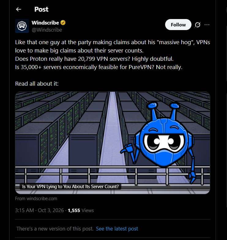 PureVPNcom's tweet photo. They meant PIA. They typed PureVPN. We’re not saying we’re on their mind… but the edit history is. 😂 https://t.co/YmHpTRqlE2