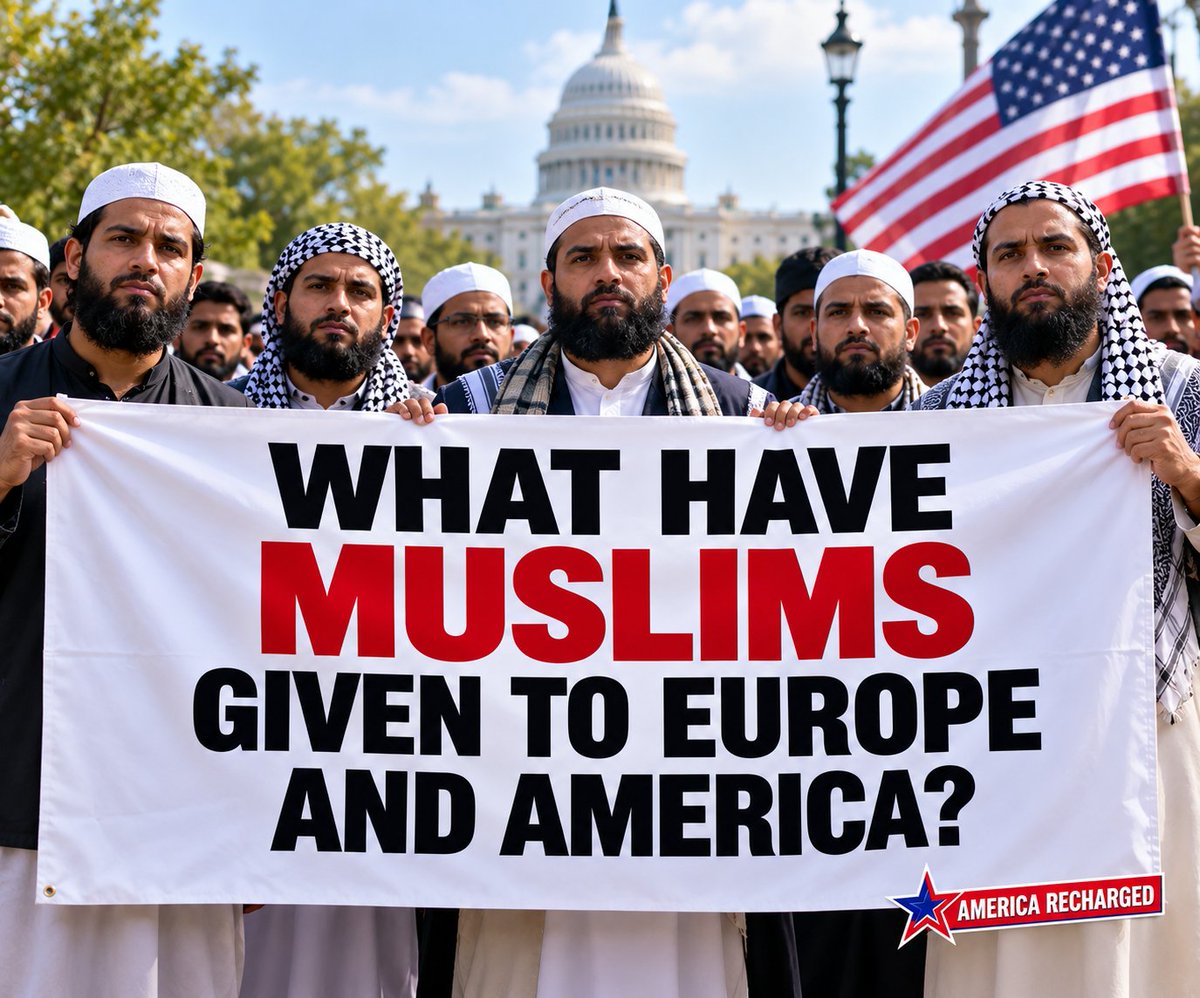 AmericaRecharge's tweet photo. 🌍 What have Muslims given Europe &amp; America? 🇺🇲🇪🇺 https://t.co/q7l7oVvriM