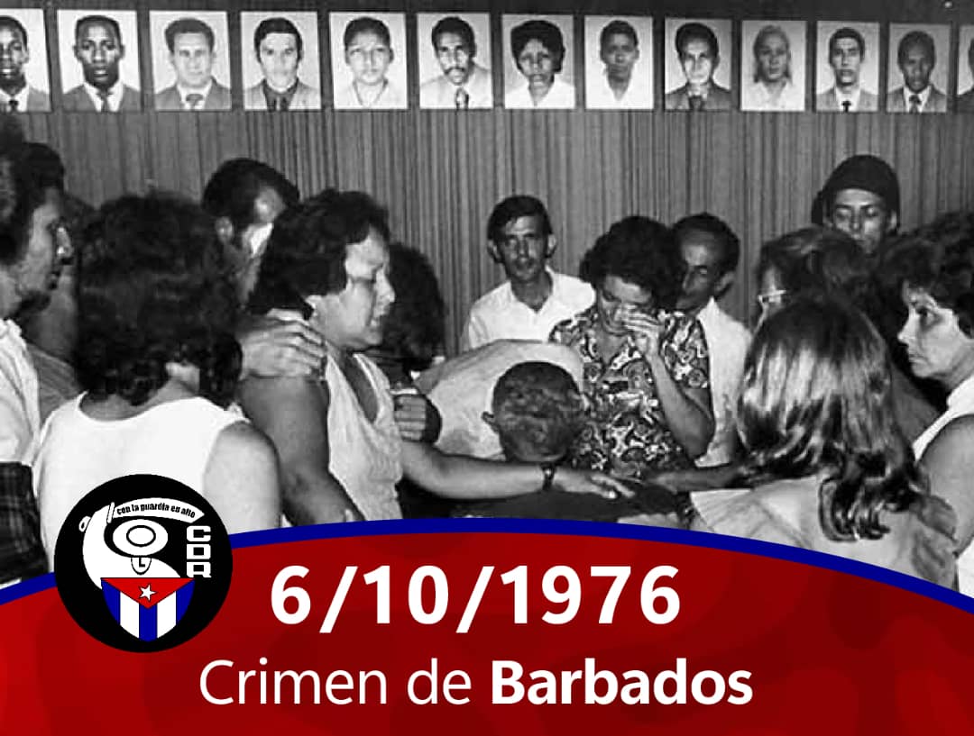 cdr_cuba's tweet photo. Buenos días vecino 🌞 

   Recordamos con profundo sentimiento y justicia la tragedia ocurrida el 6 de octubre de 1976, el crimen de Barbados, cuando un acto terrorista arrebató la vida a 73 personas que regresaban a #Cuba.🧵👇 https://t.co/eWAKPszCC9