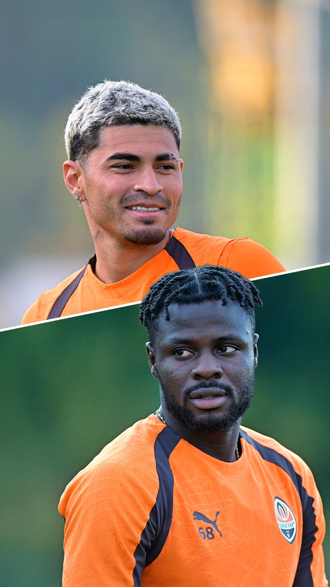 A split image of two soccer players in orange Puma jerseys; the top shows a smiling player with bleached hair, and the bottom shows a player with braided hair and jersey number 58.