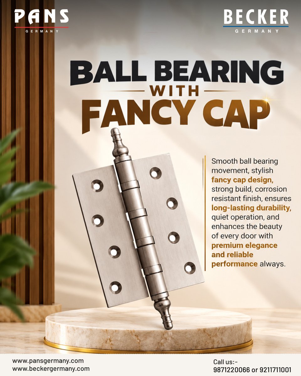 mpghardwareofc's tweet photo. Elevate every door with style, strength, and smooth performance ✨
#PANS #BeckerGermany #BallBearingHinge #FancyCap #DoorHardware #ArchitecturalHardware #PremiumHardware #DoorHinges #DurableDesign https://t.co/hRlGHcRqel