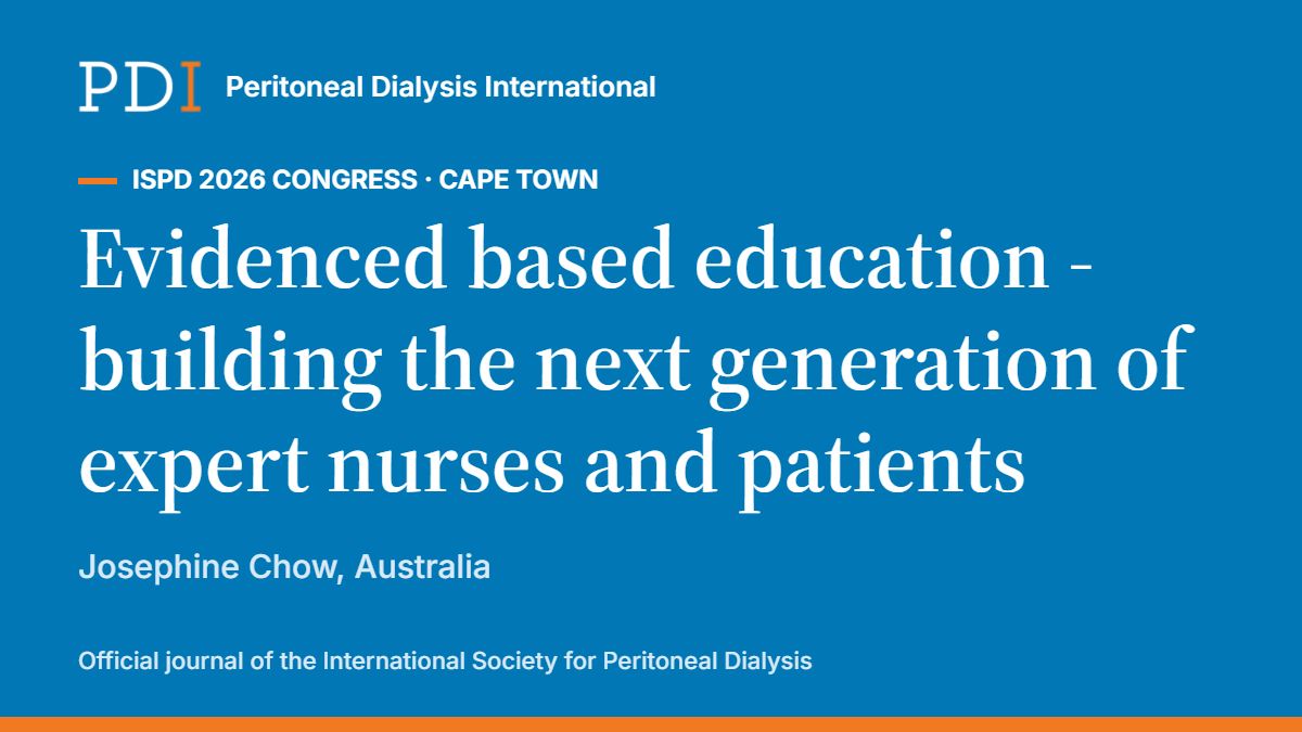 PDI_Journal's tweet photo. On 2 October at ISPD 2026 in Cape Town, Josephine Chow opened the day's plenary on building the next generation of expert PD nurses and patients. PDI has published the evidence on teaching PD.

#PDI #PeritonealDialysis #ISPD26 https://t.co/72cLUdr1bx