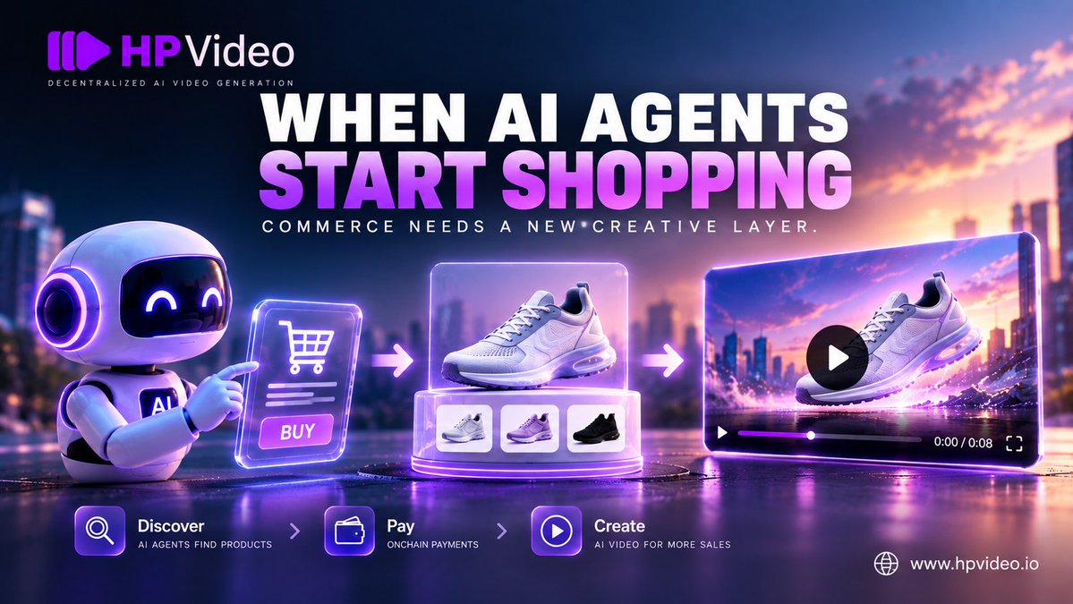 HPVideoAI's tweet photo. AI agents are starting to shop.
The next question: what content will they use?

As commerce becomes agentic, product video can evolve from marketing content into machine-ready creative infrastructure.
https://t.co/bmeMx4xYVF

#AgenticCommerce #AIAgents #Web3AI #EcommerceAI https://t.co/JRYA8MhvOt