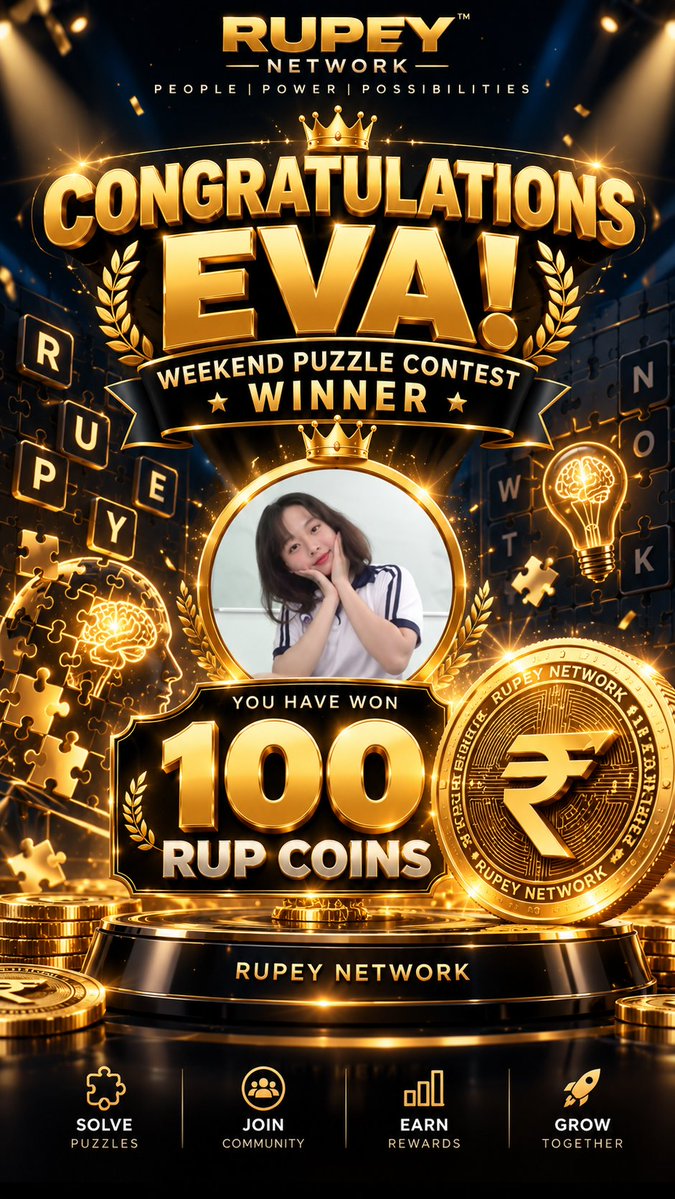 Rupeynetwork's tweet photo. 🏆 Congratulations EVA! 🎉
You are the WINNER of our Rupey Network Contest!
🎁 Prize: 100 RUP

— Rupey Network Team https://t.co/DiUC4RKb0o