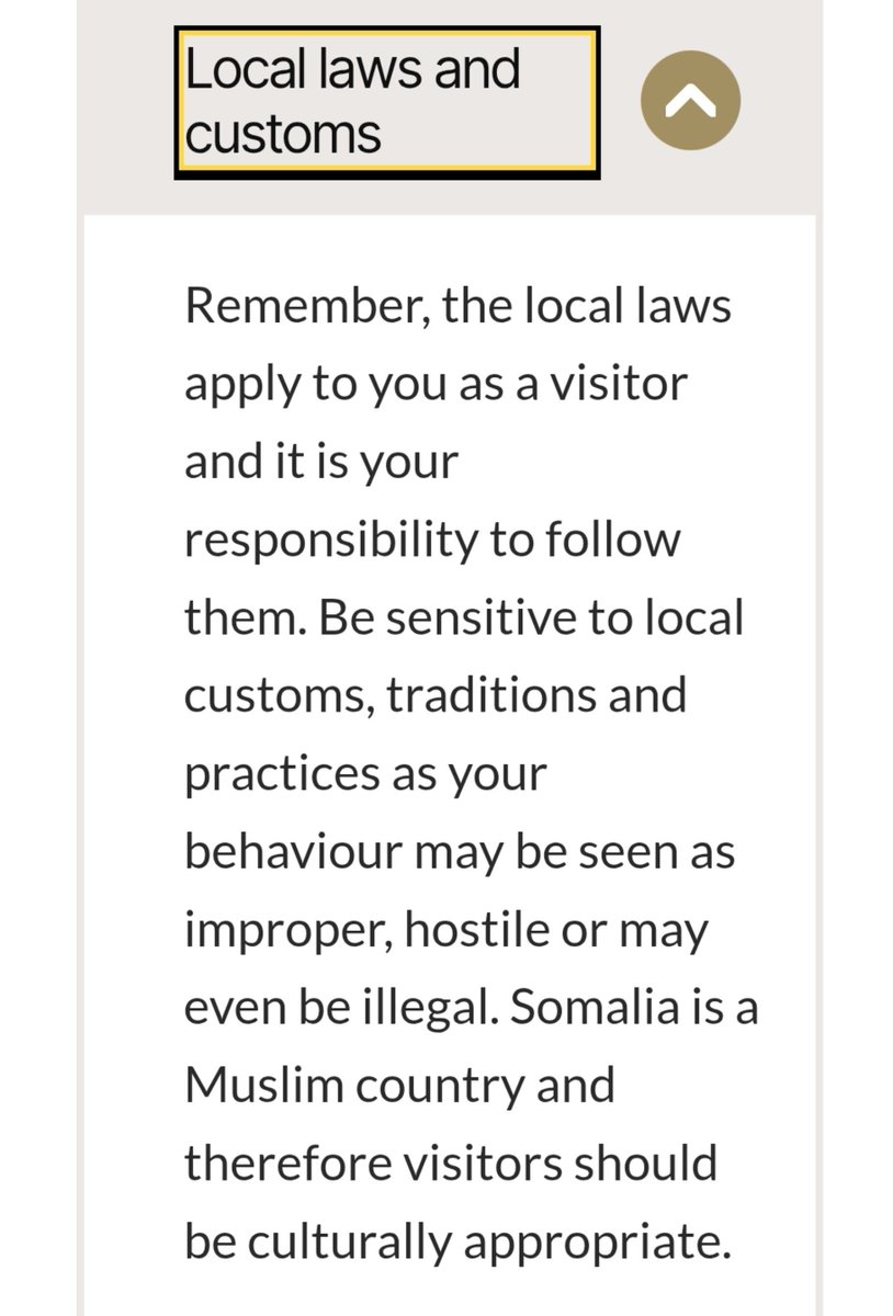 K4Climate's tweet photo. Weird how this stuff doesn't work the other way around.

Somalia? Nah, Don't go there.

If you do, respect the local customs and traditions. 

https://t.co/908r5ZXq8d https://t.co/DNN7dIjjqL