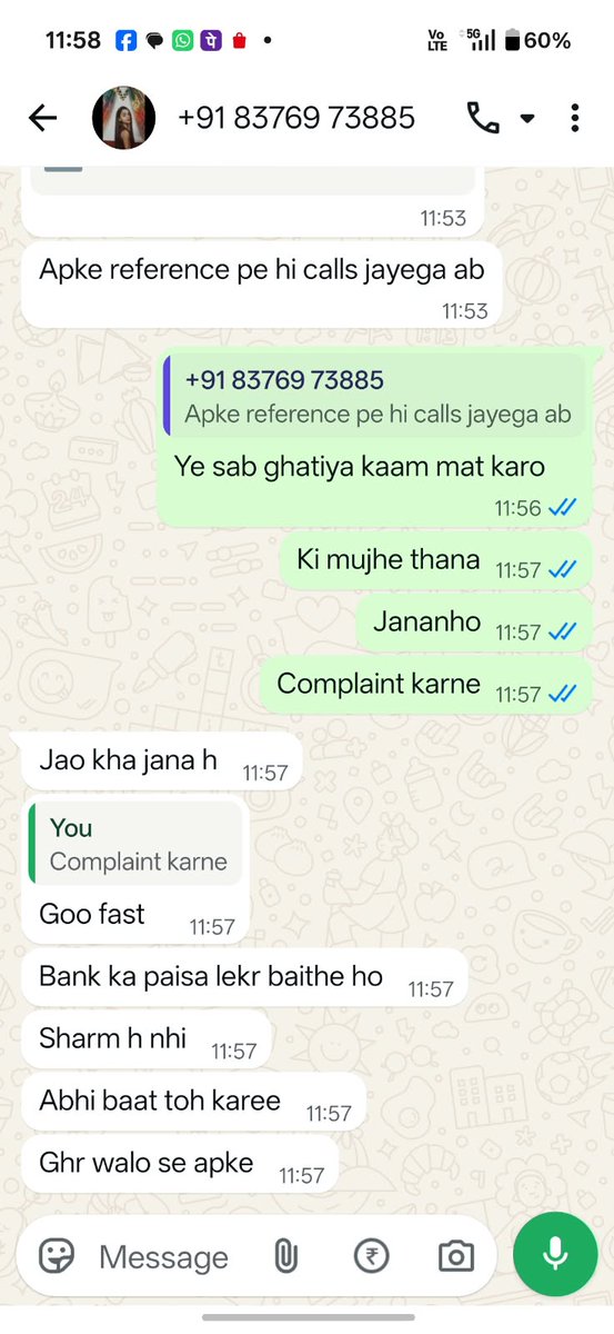 mmansiverma's tweet photo. @MyIndusIndBank @RBI 'm receiving abusive messages and threatening calls from Indusind bank  83769 73885 Kindly look into this matter urgently and take appropriate action against the recovery agents Despite informing them about my financial difficulties Provide dnd and stop calls https://t.co/MRQXGkiNXY