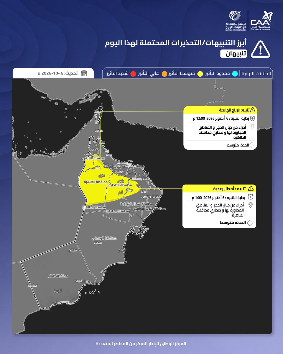 ⚠️أبرز التنبيهات على سلطنة عمان
