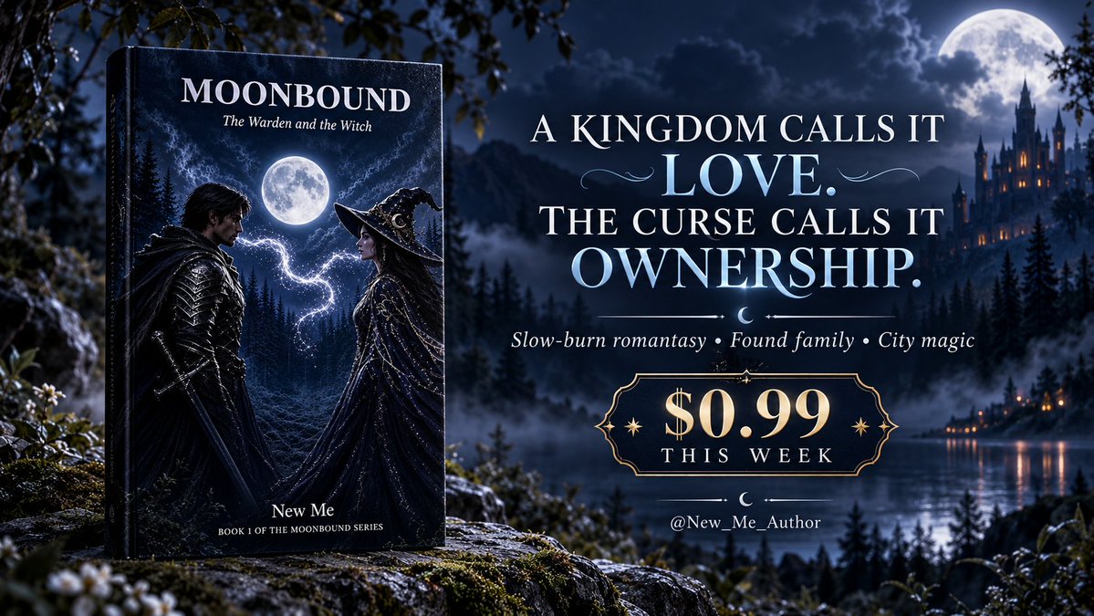 BookTasters's tweet photo. A kingdom calls it love. The curse calls it ownership.
An exiled warden. A hunted witch. To break it, Cael and Seris must choose care over control.
Slow burn. Found family. City magic.
The Warden and the Witch by @New_Me_Author, $0.99 this week 👀
https://t.co/mRF0Safhl8 https://t.co/S21pqQomxY