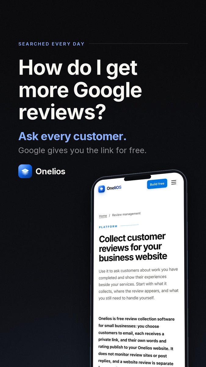 KindnessCFdn's tweet photo. How Do I Get More Google Reviews?
The 2 Shortcuts Google Bans https://t.co/km1CVWxtMt via @YouTube
Want more Google reviews?
Onelios makes review requests simple and shows your Google review link after every rating.
https://t.co/zZgG2AeBan
#GoogleReviews #LocalSEO #Onelios https://t.co/1E5ffRWLyP