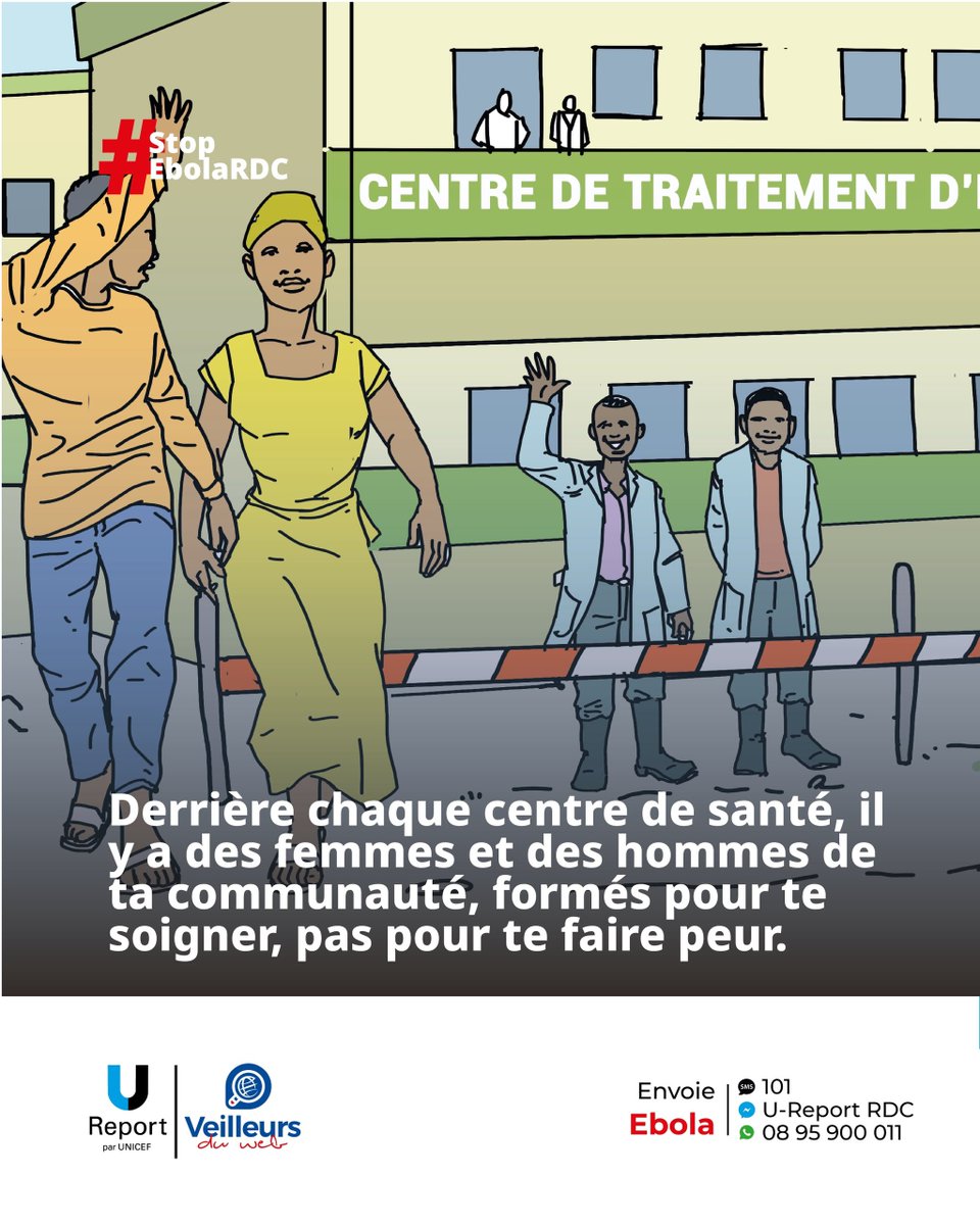 PierrotKabangu's tweet photo. 🤔 Tu savais que ton centre de santé dispose d’une équipe formée pour t’aider ? 

La prise en charge est gratuite pour tout cas suspect de MVB. 

N’aie pas peur : fais confiance aux soignants. ❤️ 

#StopEbolaRDC #VeilleursDuWebRDC5 #UNICEFenRDC #MinistèredelaSanté #insp https://t.co/WGcZdMH6ta