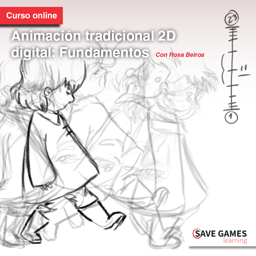 SaveGamesStudio's tweet photo. ¿Quieres animar personajes y no limitarte a moverlos? Con Rosa Beiroa @rosabeiroa vamos a trabajar los fundamentos de la animación tradicional 2D: peso, ritmo, poses, expresión y todo aquello que convierte un dibujo en algo con vida propia. Y de la mano de una gran profesional. https://t.co/PmuBGlzZF4
