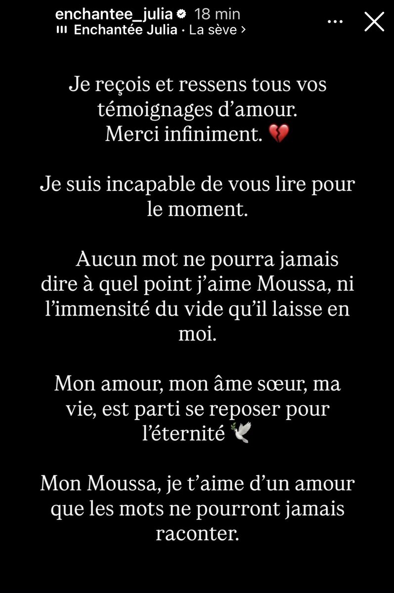 hamz4nna's tweet photo. depuis dimanche je suis triste mais je n'ose pas même imaginer ce que julia ressens 💔💔 tout mon amour et mon courage pour elle https://t.co/H5cDy23SNz