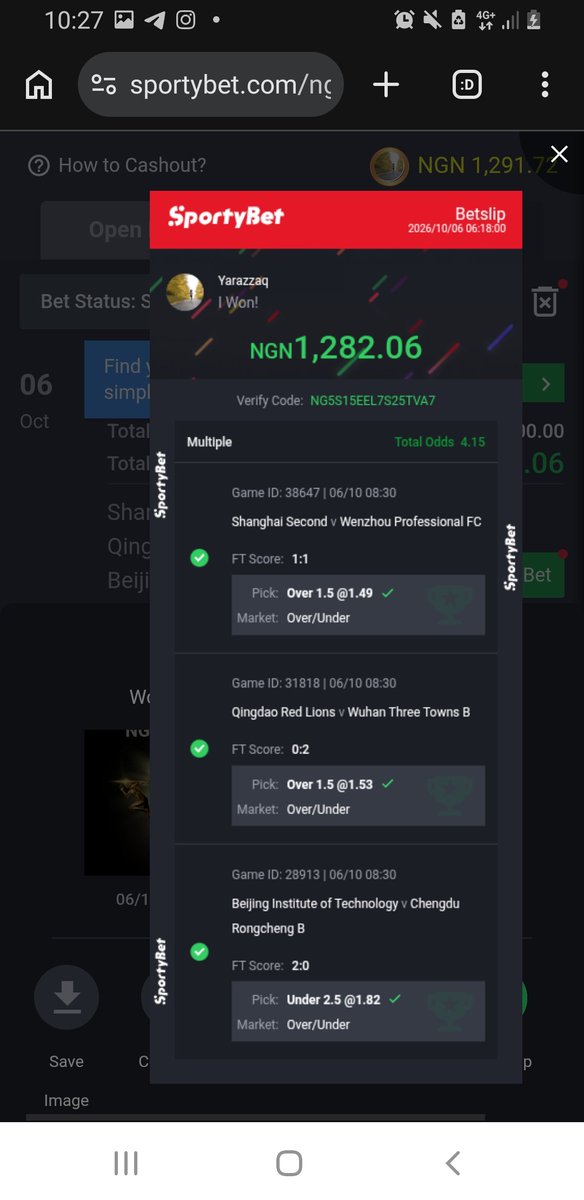 Amorim_Soldier's tweet photo. Check out my big win on #SportyBet !
 https://t.co/56WkoOugv7 https://t.co/d2oPTVFgI9
