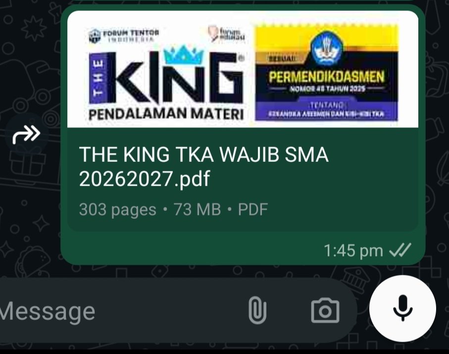 floweraiss's tweet photo. Guys ada yang mau pdf the king TKA wajib SMA 20262027 ngga? aku jual cuma 10K aja!🙌❤️ https://t.co/JaF4SU02I9