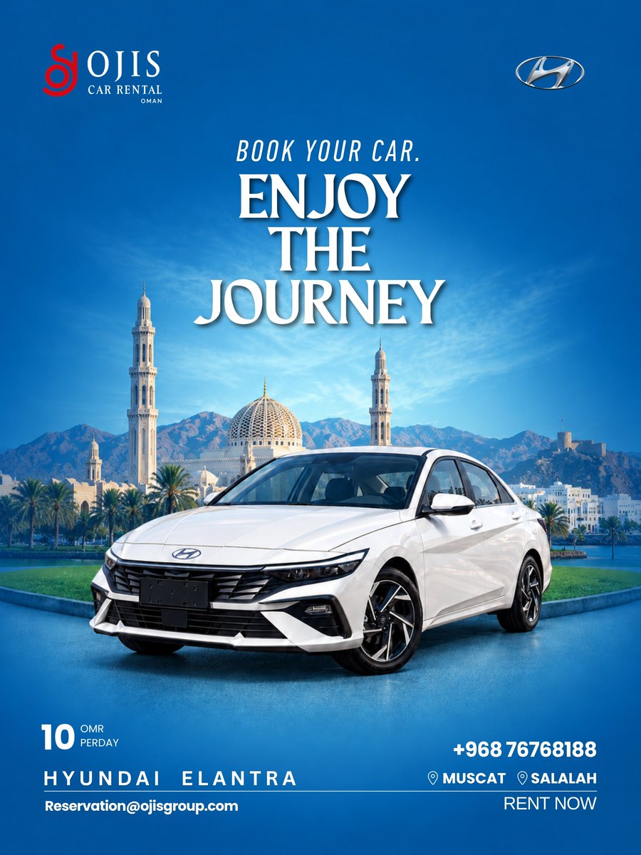ojis_car_rental's tweet photo. Hyundai Elantra – Enjoy the Journey
#OJISCarRental #HyundaiElantra #Elantra #CarRentalOman #OmanCarRental #RentACar https://t.co/Rp9y4gN9q7