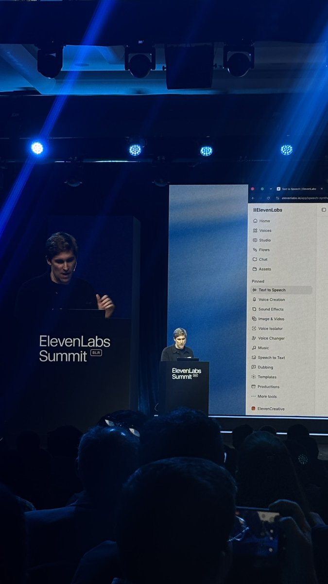stealthwhiz's tweet photo. Here @ElevenLabs Summit Bengaluru.

Crazy event! 🤯

Loved seeing how ElevenLabs is using 12 Indian languages for customer care, payments, relationship managers and one-to-one help through voice.

Voice AI in India is just getting started. 🇮🇳 https://t.co/gmiCE5lWDp