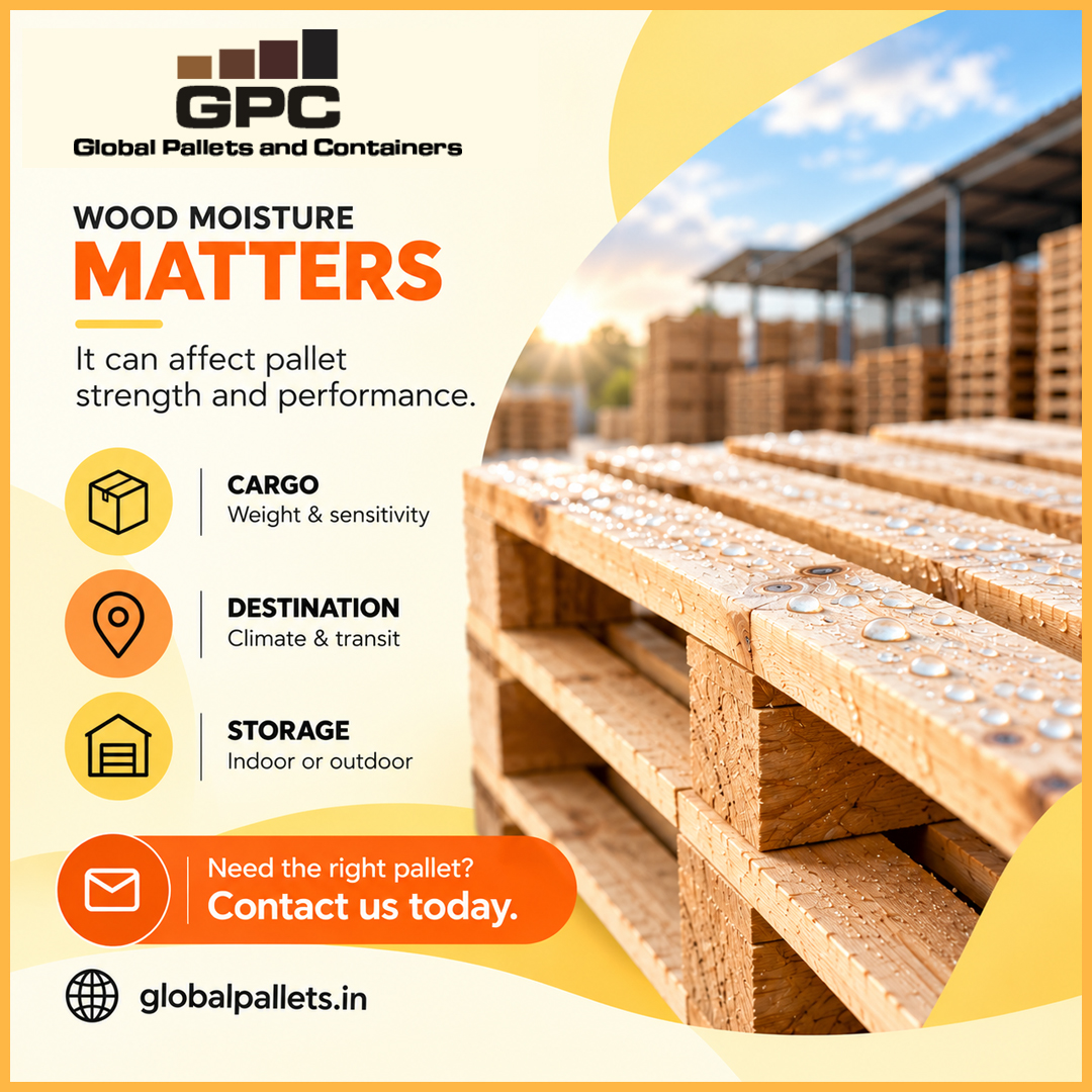 global_pallets's tweet photo. Wood moisture can affect pallet strength, stability &amp; performance.
Cargo: Weight &amp; product sensitivity
Destination: Climate &amp; transit conditions
Storage: Indoor or outdoor exposure

For More Info : https://t.co/z0S1tSLIqL

#GlobalPallets #WoodenPallets #PalletSolutions #India https://t.co/H1fWYZBENk