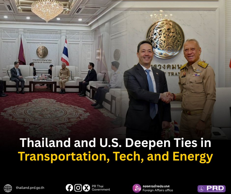 prdthailand's tweet photo. Thailand's Ministry of Transport &amp; U.S. Embassy discussed expanding bilateral cooperation in maritime transport, ports, aviation, cybersecurity, &amp; energy. The talks follow the arrival of USS George H.W. Bush &amp; USS Delbert D. Black in Phuket, carrying 5,000+ U.S. Navy personnel. https://t.co/PgDrk3r9s4