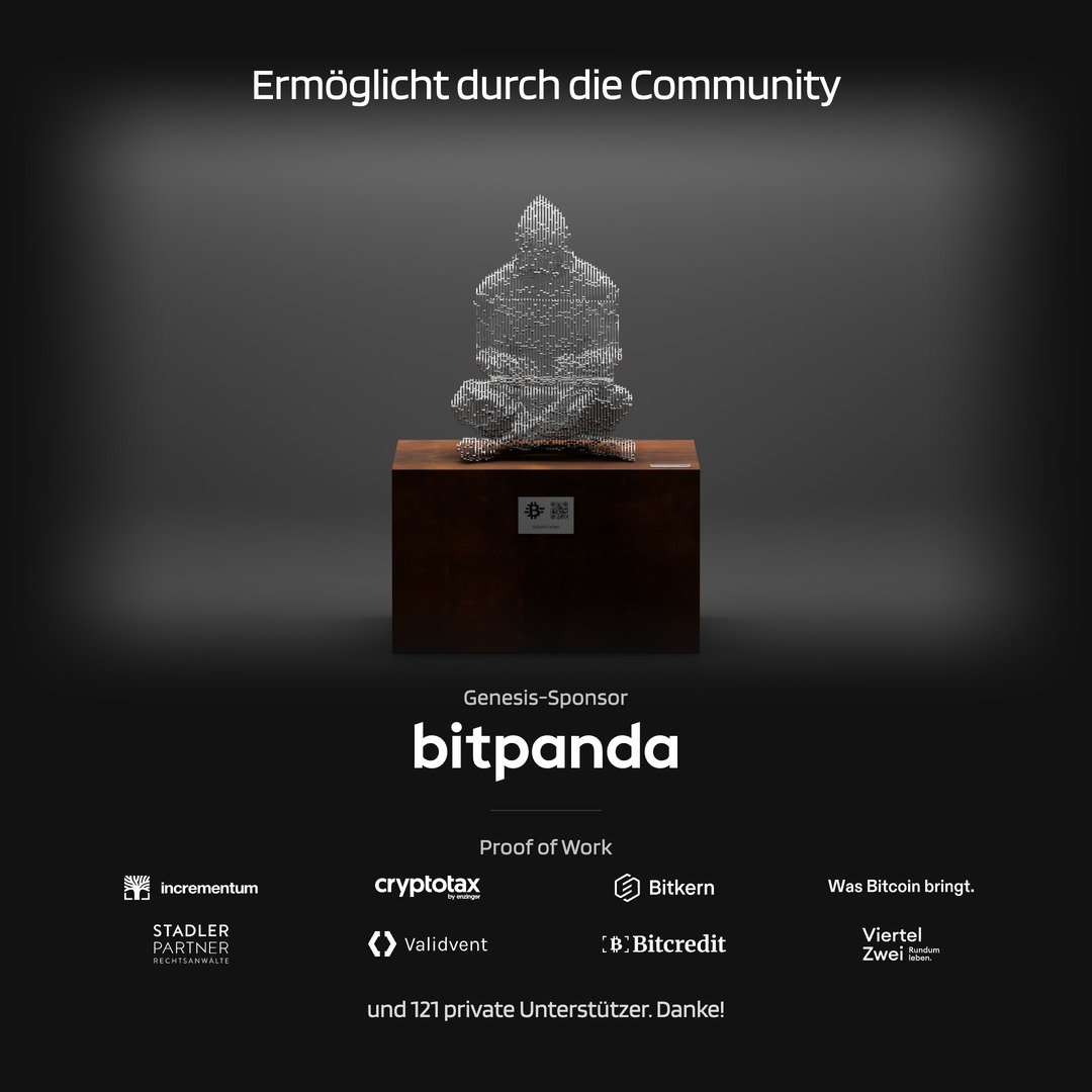 bitcoin_at's tweet photo. Ermöglicht durch die Community.

Genesis: @Bitpanda 

Proof of Work: @incrementum, @EnzingerStb, @bitkern, @NikoJilch, Stadler Partner, @validvent, @bitcr_org und Viertel Zwei

Dazu 121 private Unterstützer. Danke!

Presse:
https://t.co/S6WEtnAuZ1 https://t.co/j15xspwHhk