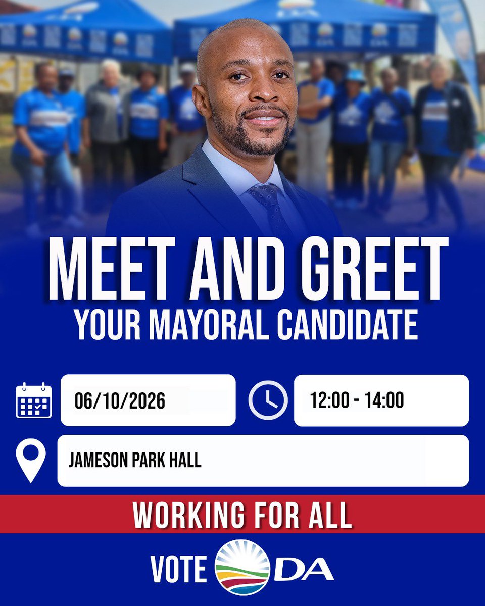 MoketeForLesedi's tweet photo. Jameson Park, Iโm coming to meet you! ๐
Join me at Jameson Park Hall as we connect, listen and talk about the issues that matter most to our community.
I want to hear from you. Letโs get Lesedi working!
#KeNakoYaLesedi #MoketeForLesedi #LetsGetLesediWorking https://t.co/bROvL1jH3Z