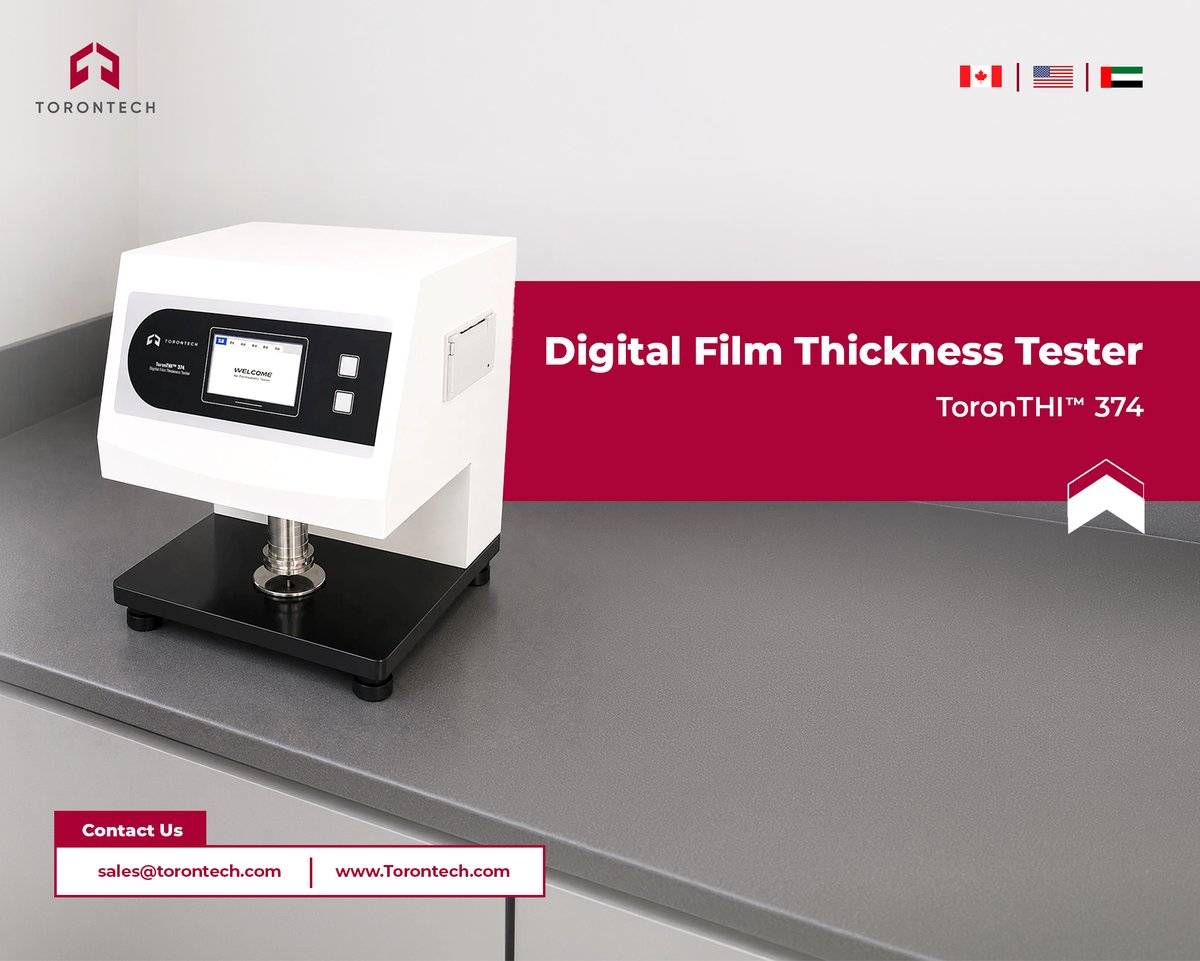Torontech's tweet photo. Torontech ToronTHI™ 374 Digital Film Thickness Tester delivers precise, repeatable thickness measurement for films, foils, paper, and flexible materials.

📩 info@torontech.com
🔗 https://t.co/PEgd54IP2Z

#FilmThickness #MaterialTesting #QualityControl #Torontech https://t.co/tcDLitOwKQ
