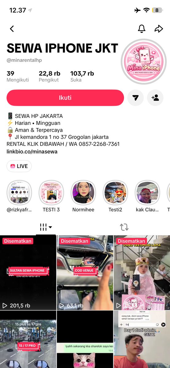 kyzmsj's tweet photo. PENIPUAN / scam RENT hp 
Please bantu rt yaaa 😭🙏🏻

Jujur aku gak ikhlas bgt uang 200k aku ilang begitu aja, mana baru gajian , gini bgt cobaan mau konser bangtan 😭🙏🏻
Data penipu : 

No hp: 085722687361
Instagram : @sewahpjakarta 
Tiktok: @minarentalhp 

#penipu #penipurentalhp https://t.co/qQSsy6hBGr