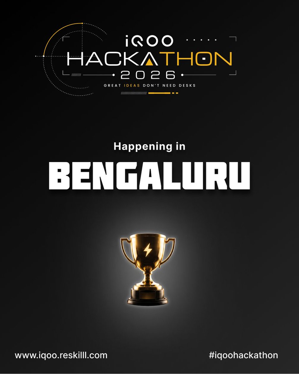 Reskilll's tweet photo. WE REALLY WARNED YOU.
You should’ve listened. 👀

Because now, there’s no turning back.
No excuses. No second chances.

9th, 10th &amp; 11th OCTOBER 2026
THE iQOO HACKATHON 2026 GRAND FINALE
BENGALURU.

You’ve been warned. Now come see what happens.

@IqooInd 
#iqoo #reskilll https://t.co/EKSYJl5OBA