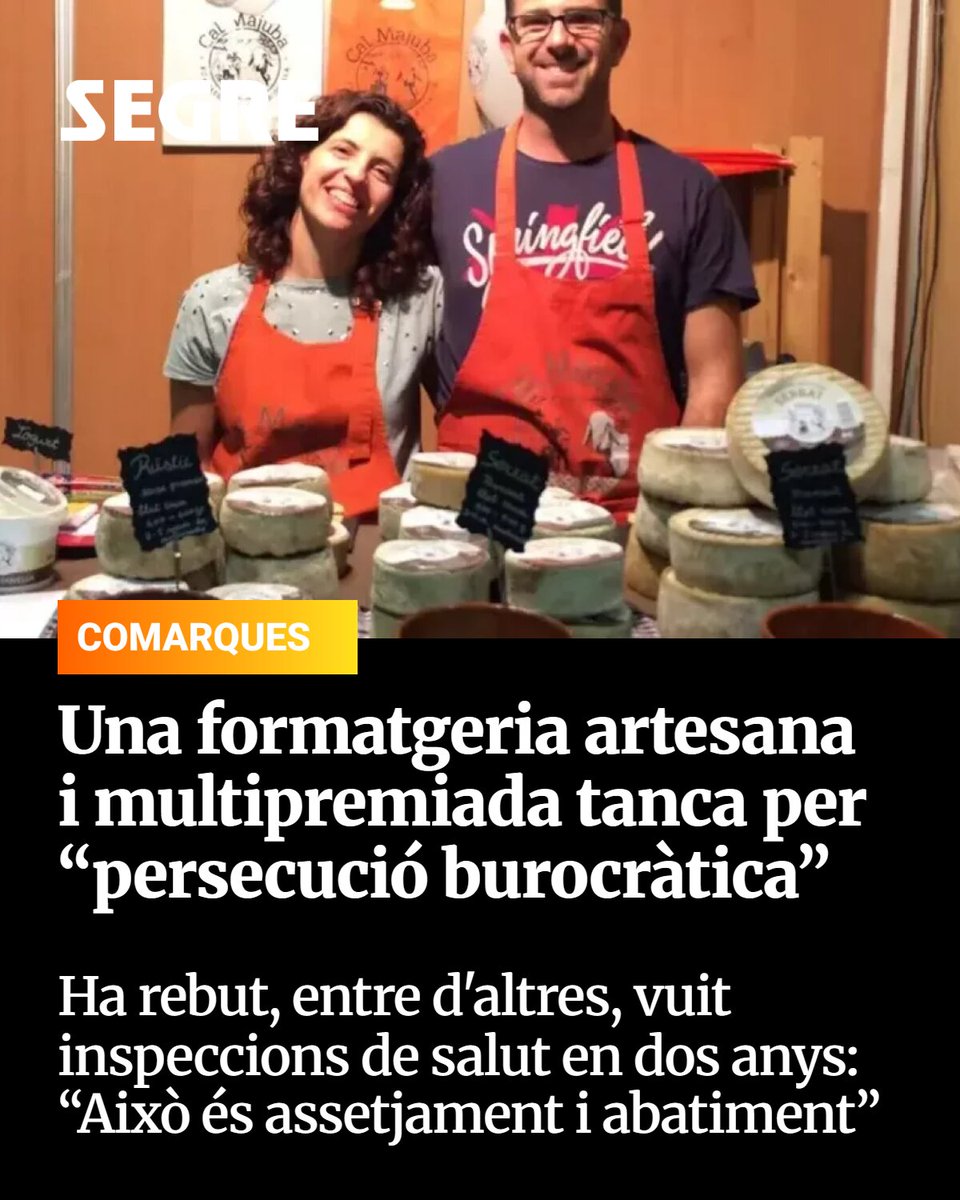 SEGREcom's tweet photo. ‼️ Una formatgeria artesana i multipremiada de l’Alt Urgell tanca després de vuit inspeccions en dos anys. Cal Majuba denuncia una «persecució burocràtica»: «Això és assetjament i abatiment»..

Més informació a https://t.co/splG3RC8So i al primer comentari de la foto 👇 https://t.co/iO2ziOfVLZ