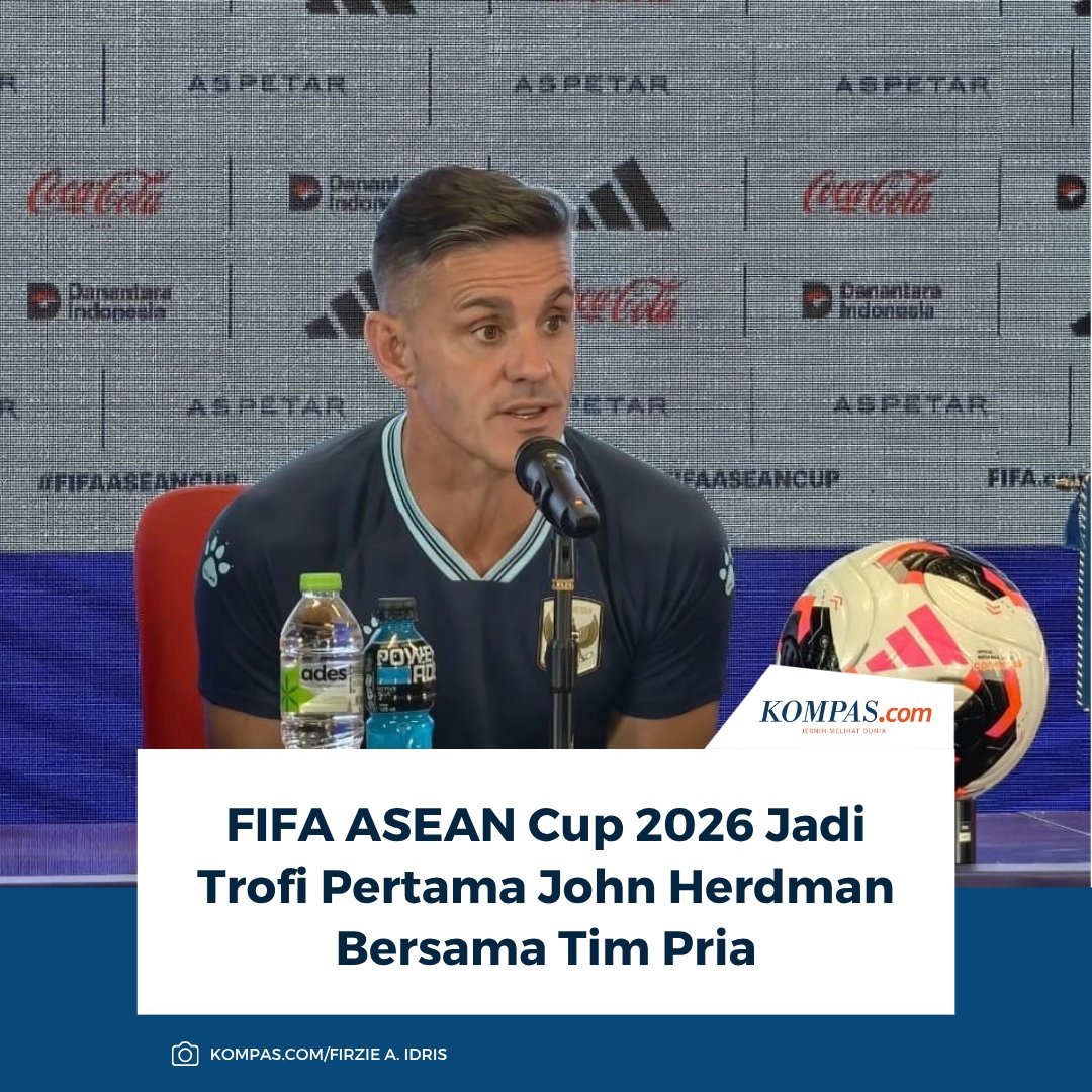 kompascom's tweet photo. Baca di sini: https://t.co/LP7xLPAWfL

FIFA ASEAN Cup 2026 menjadi pencapaian khusus bagi John Herdman. Pelatih asal Inggris itu berhasil membawa Timnas Indonesia meraih gelar juara pada turnamen resmi FIFA pertama di Asia Tenggara.

~RZ #JohnHerdman #FIFA #ASEANCUP2026 #Timnas [2026100610404778]