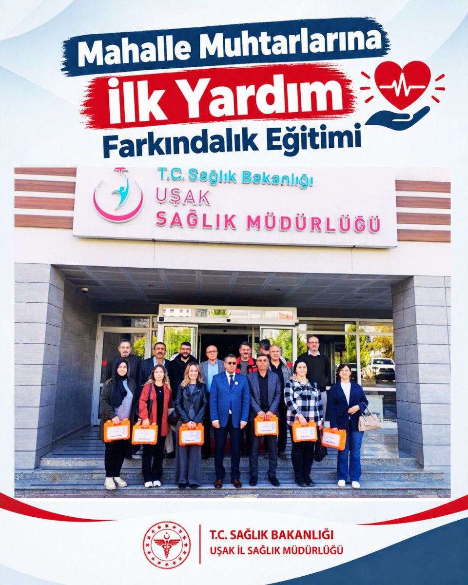 usak_ism's tweet photo. İl Sağlık Müdürlüğümüzden Mahalle Muhtarlarına İlk Yardım Farkındalık Eğitimi
​Uşak İl Sağlık Müdürlüğümüz tarafından, mahalle muhtarlarımızın acil durumlara yönelik bilinç ve müdahale becerilerini güçlendirmek amacıyla "İlk Yardım Farkındalık Eğitimi" düzenlendi. https://t.co/Ed5euIOuew