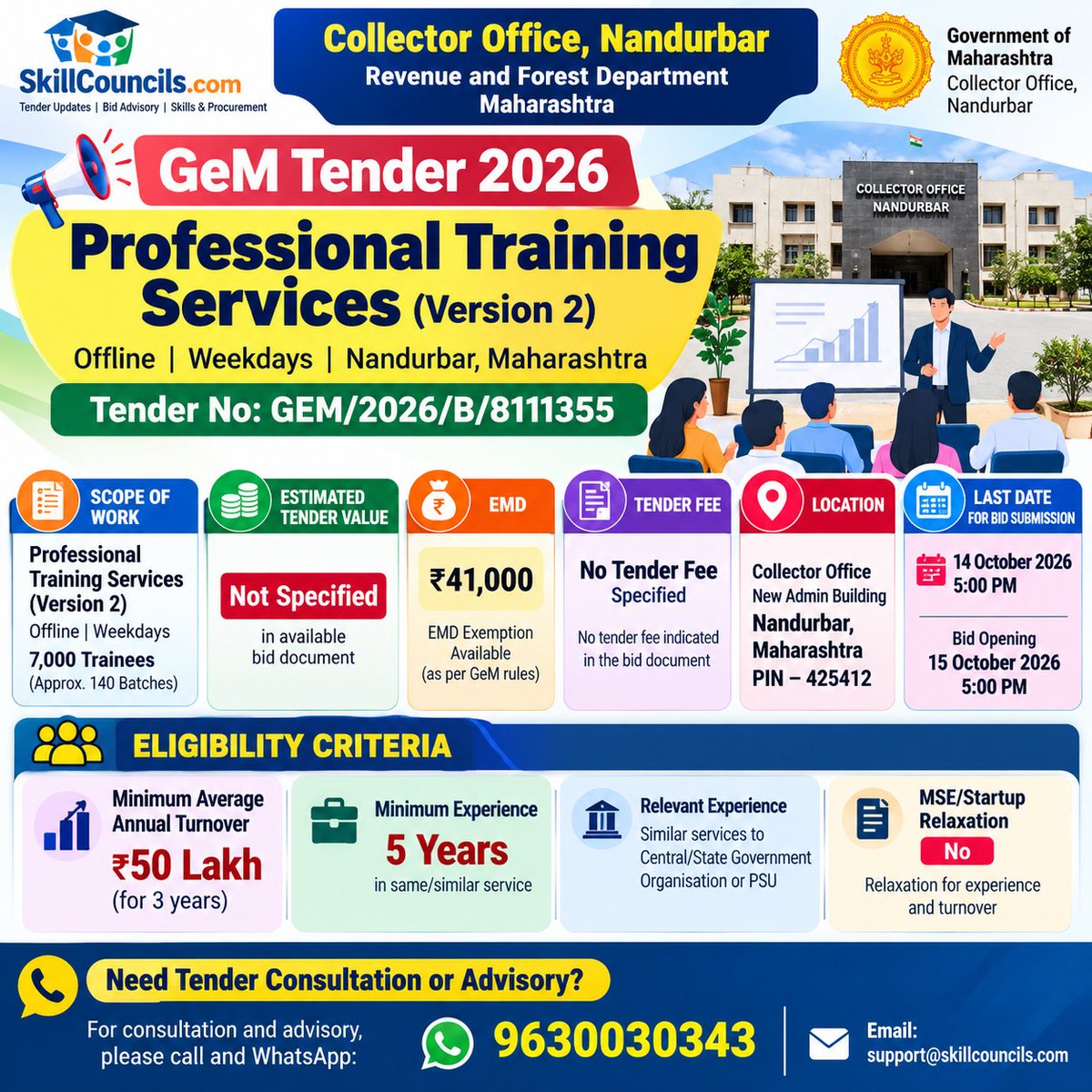 Skillcouncils's tweet photo. GeM Tender Alert 2026
π Nandurbar, Maharashtra
π’ Collector Office, Nandurbar
π Tender Consultation: 9630030343
π§ support@skillcouncils.com
#GeMTender #TenderAlert #MaharashtraTender #Nandurbar #GovernmentTender #SkillCouncils #Tender2026 #GeM #TenderOpportunity https://t.co/pC27UnHqYn