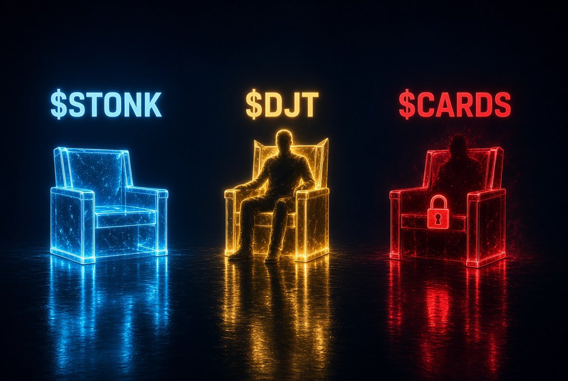 _Read_The_Room's tweet photo. $STONK is open. $KNOTS holds 28%. $DJT is taken. $STOMPY holds 78%. $CARDS has no free seat. $AVERY holds all of it. Same platform. Not the same room. https://t.co/EWzRAxIaqN