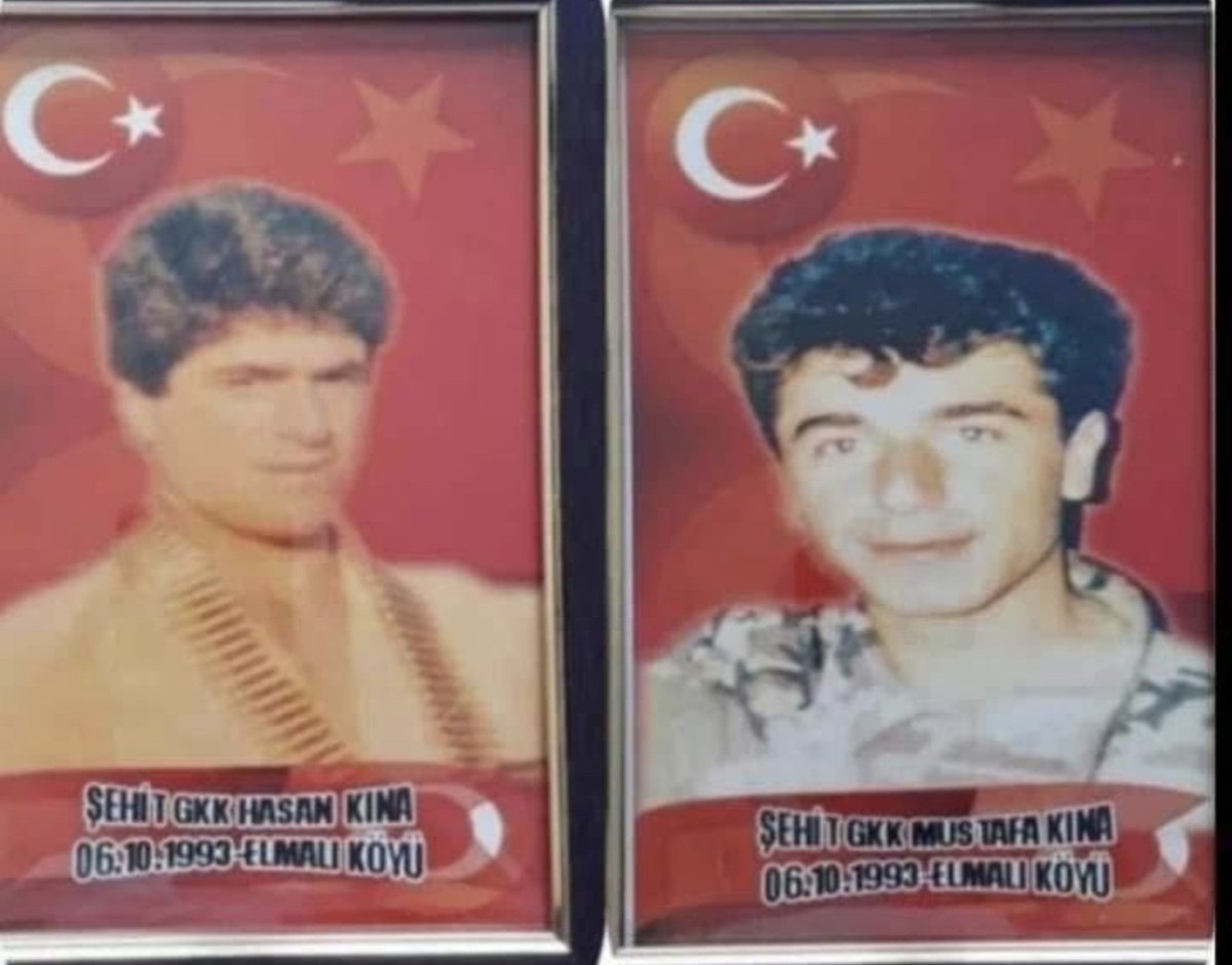 idrisTugunmus12's tweet photo. 06.10.1993 Tarihinde #Bingöl  elmalı köyünde hain alçak pkklı teröristler ile girilen çatışmada aynı gün Şehit düşen iki kardeş olan Kahraman Güvenlik Korucularımız Hasan KINA ve Mustafa KINA'yı şahadetlerinin sene-i devriyesinde rahmet, minnet ile yad ediyorum. 

Aziz Şehitlerimizin Asil Ruhları Şad Makamları Ali Olsun.

VATAN SAĞOLSUN...

Kahrolsun pkk ve işbirlikçileri #HainsizTürkiye