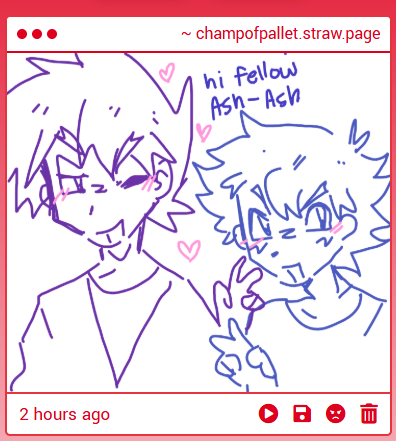 CHAMPOFPALLET's tweet photo. There's about 3 of us now, it's so trippy! Thank you for the drawing, me...? AshTwo? Yeah! https://t.co/zIvZHBpk4I