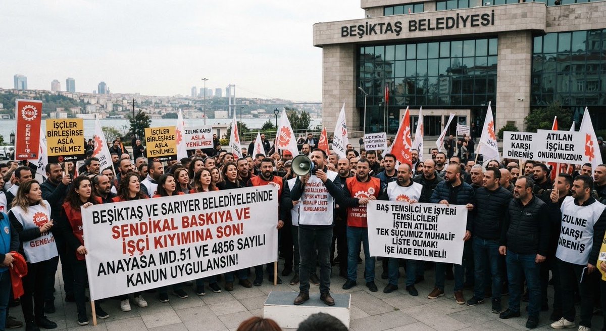 isci_dernegi's tweet photo. BEŞİKTAŞ’TA İŞÇİNİN İRADESİNE DOKUNMAYIN!

BÖLÜM 1 / 2

Bugün Beşiktaş Belediyesi’nde Genel-İş sendikası baştemsilcisi ve temsilcilerinin işten çıkarılması sıradan bir olay değildir. Bu işçiler, sendikal seçimlerde işçilerin iradesini temsil eden ve alternatif oluşturan isimlerdir. Tam da bu süreçte neden işten çıkarıldılar? İşçinin aday olmasına neden tahammül edilemiyor?
"Korkunun olduğu yerde özgür irade, baskının olduğu yerde demokratik tercih olmaz!"
Sendikal demokrasi; seçebilmek, aday olabilmek ve mevcut yönetime karşı özgürce alternatif oluşturabilmektir. İşçi, sendika seçiminde farklı bir liste çıkardığında işini kaybetme korkusu yaşayacaksa orada gerçek anlamda özgür bir seçimden söz edilemez.
ILO’nun 87 ve 98 sayılı sözleşmeleri apaçık ortadadır. Türkiye’nin kabul ettiği uluslararası çalışma standartları belediyelerde geçerli değil midir? İşçi sendika içinde muhalif olduğunda bu güvenceler neden askıya alınıyor?
Sosyal demokrasi yalnızca seçim meydanlarında emekten söz etmek değildir. Sosyal demokrasi; işçinin örgütlenebilmesi, patron karşısında korunması ve tabanın karar süreçlerinin öznesi olmasıdır. CHP’nin tarihsel emek iddiası, belediyelerin kapısından içeri girdiğinde neden zayıflıyor?
Güçlü sendika; muhalif işçiyi tasfiye eden değil, farklı görüşlerin yarışmasına izin veren sendikadır.
Bugün Beşiktaş’ta işçiler bu baskılara karşı işe çıkmadı, üretimden gelen güçlerini kullandı!
(Devamı var... 👇)

@herkesicinCHP 
@HukukCHP 
@ibbchpgrubu 
@chpgenclik_gm 
@EmekciBesiktas 
@SariyerEmek 
@muslimsarichp 
@orhansaribalchp