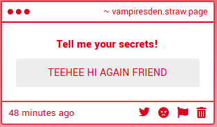 _vamp_den's tweet photo. HEHE HI THERE SILLY FRIEND

I do have a feeling I know who this could be from 🤭 https://t.co/PG6qXvSFgk