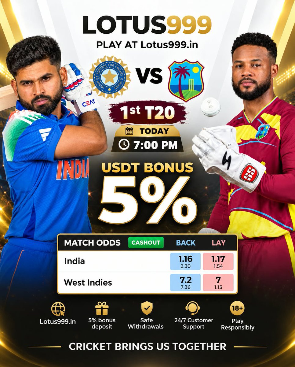 Sagartipster's tweet photo. 🎉BIG MATCH GIVEAWAY – INDIA  vs WEST INDIES  🎉

💰 Reward Pool : ₹2500 ( 500 Each For 5 Winner )

🎯 Today's Prediction Task:
🔹 Total Indian Batter
🔹 Top West Indies Batter
🔹 Player Of The Match

📝 To Participate:
🔸 Like Repost and Must Follow @Sagartipster & @lotus999dotin
🔸 Tag Any 2 Friends
🔸 Comment Your Prediction Along With Your Lotus999 User ID

🚫 No Rule = No Reward
Any participant who misses even one rule will not be considered for the giveaway.

💸 Rewards will be credited directly to the registered IDs of the winners.

⏳ Entries close at Toss Time.

🔥 Show your cricket knowledge and grab your share of ₹2500/-

#Gambling𝕏  #Giveaways #BettingX #giveawayindia #CricketTwitter 
#INDvWI #INDvsWI  #GiveawayAlert